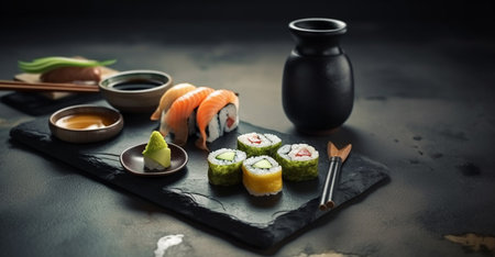 Sushi set. Generative AIの素材