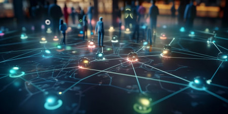 business people and networks. social media. Generative AIの素材