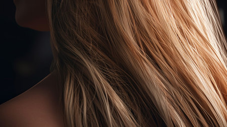 Beautiful woman with long blond hair. Generative AIの素材