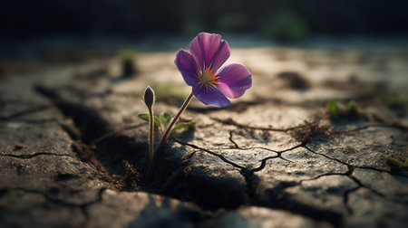 Flower on cracked ground. Generative AIの素材