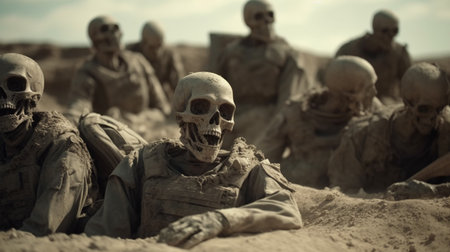 Dead soldiers in the battlefield. Generative AIの素材