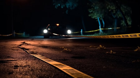 Warning tape in forest. Generative AIの素材