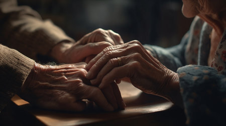 Hands of elderly human. Generative AIの素材