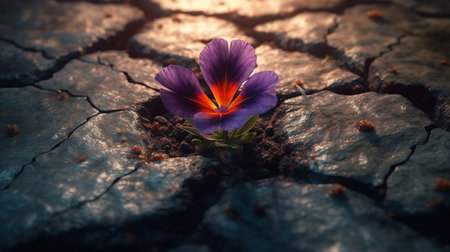 Flower on cracked ground. Generative AIの素材