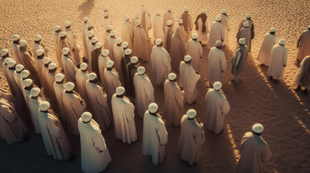 Group of sheikhs in desert. Generative AIの素材