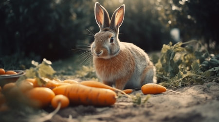 rabbit and carrot. Generative AIの素材
