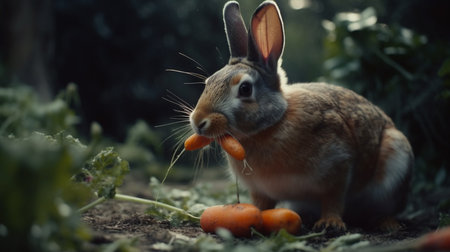 rabbit and carrot. Generative AIの素材