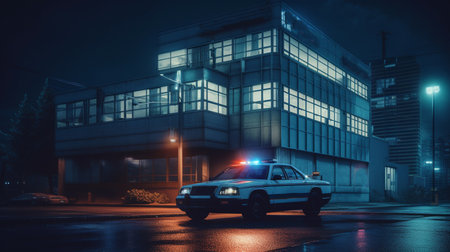 Police car in police department. Generative AIの素材