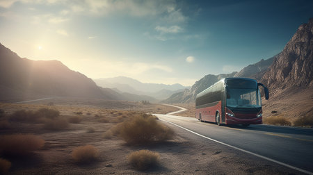 Bus on the road. Generative AIの素材