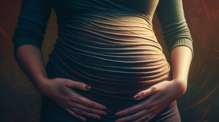 Pregnant woman belly. Generative AIの素材