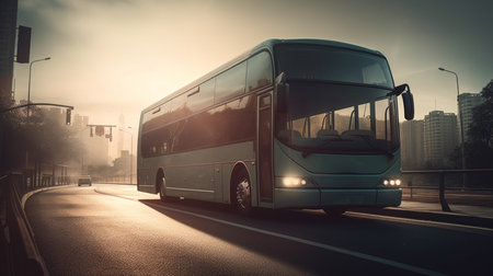 Bus on the road. Generative AIの素材