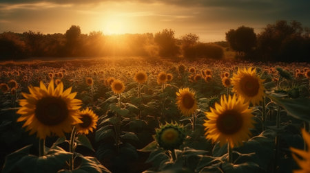 Sunflower field. Generative AIの素材