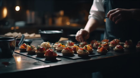 Chef prepare food at kitchen. Generative AIの素材