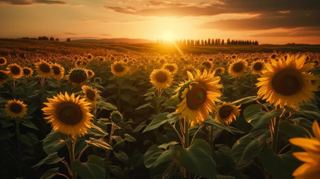 Sunflower field. Generative AIの素材