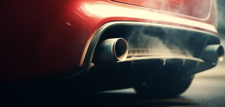 Car with a smoke. air pollution. Generative AIの素材