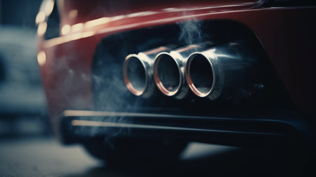 Car with a smoke. air pollution. Generative AIの素材
