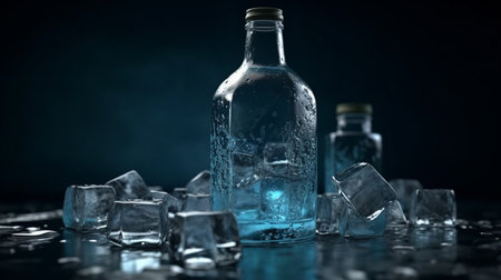 Ice cubes and vodka. Generative AIの素材