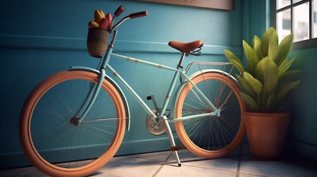 Bicycle and flowers. Generative AIの素材