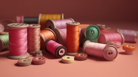 Sewing threads and buttons. Generative AIの素材