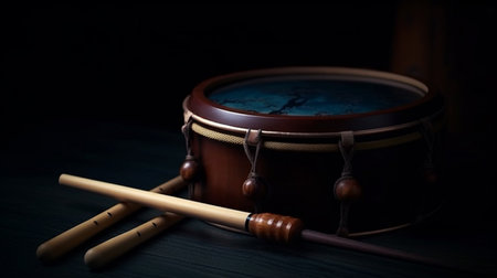 Musical percussion instrument with sticks. Generative AIの素材