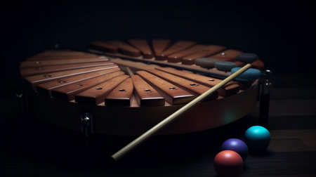 Musical percussion instrument with sticks. Generative AIの素材