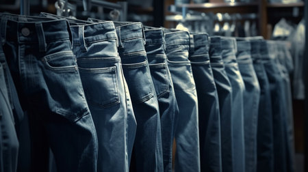 Jeans at the store. Generative AIの素材