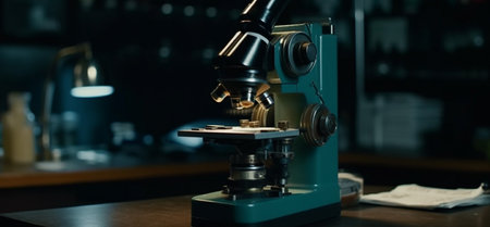 Microscope on the table. Generative AIの素材