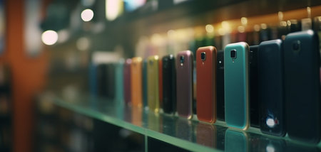 Mobile phones at the store. Generative AIの素材