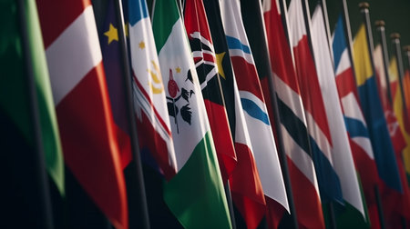 Flags of many countries. Generative AIの素材