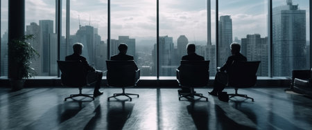 Back view of business people sitting at chairs. Generative AIの素材