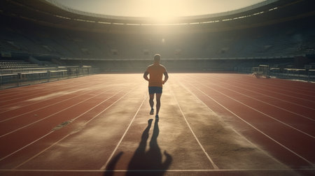 Sportsman in the running stadium. Generative AIの素材