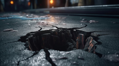 Hole in the asphalt. Generative AIの素材