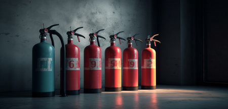 Fire extinguishers tanks. Generative AIの素材