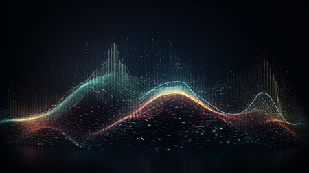 Abstract futuristic background with glowing wave and lines. Generative AIの素材
