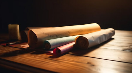 paper sheets on the table. Generative AIの素材