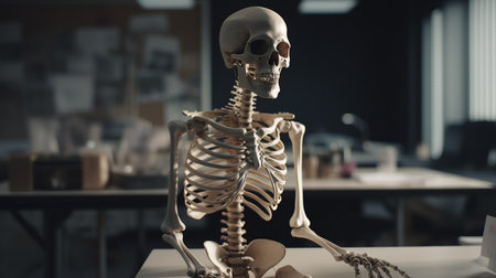 Human skeleton on medical room. Generative AIの素材