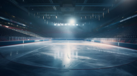 Hockey stadium and empty ice rink. Generative AIの素材