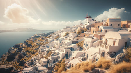 Santorini island, Greece. Generative AIの素材