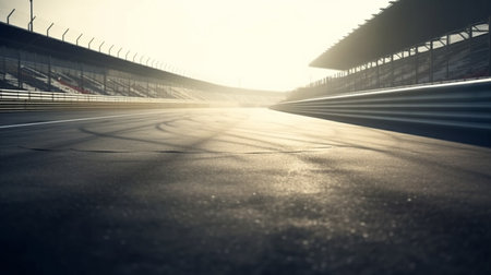 Asphalt race track ground. Generative AIの素材