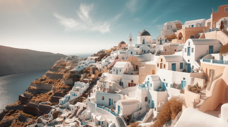Santorini island, Greece. Generative AIの素材