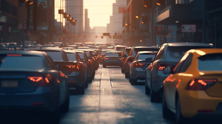 traffic jam in the city. Generative AIの素材