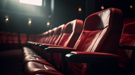 Theater empty red chairs. Generative AIの素材