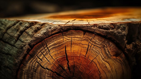 Felled tree trunk or stump. Generative AIの素材