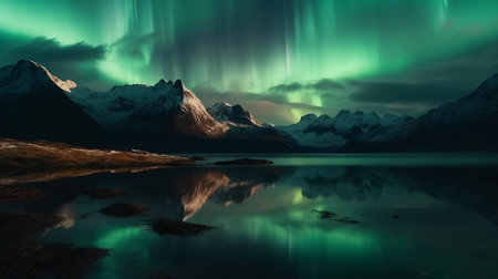 Beautiful View Northern Lights. Generative AIの素材