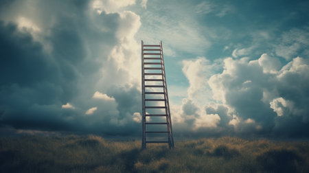 Clouds and stairs. business and career. Growth. Generative AIの素材