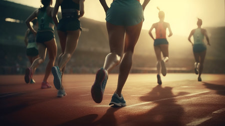 Group of people running. Generative AIの素材