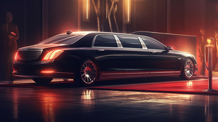 Limousine in the red carpet. Generative AIの素材