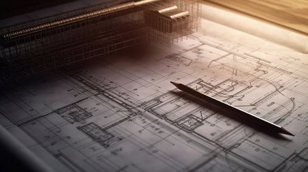 Architectural plan, technical project drawing. Generative AIの素材
