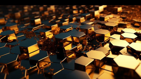 golden hexagon background. Generative AIの素材