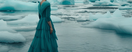 Woman in the icebergs. Generative AIの素材